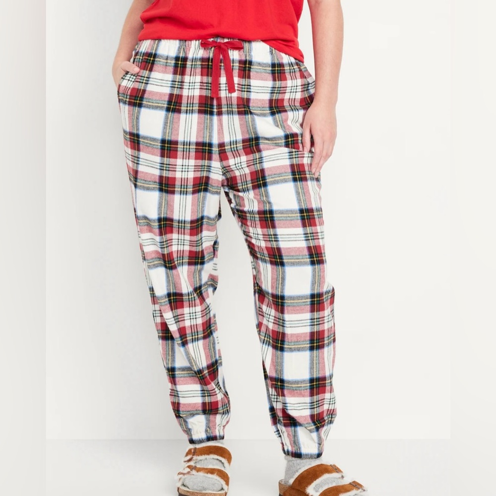 New Old Navy Christmas flannel Plaid high waist joggers pajama pants women’s 4X
